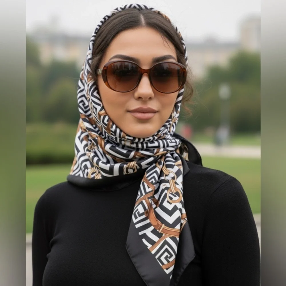✨NEW Elegant Black and Gold Patterned Scarf